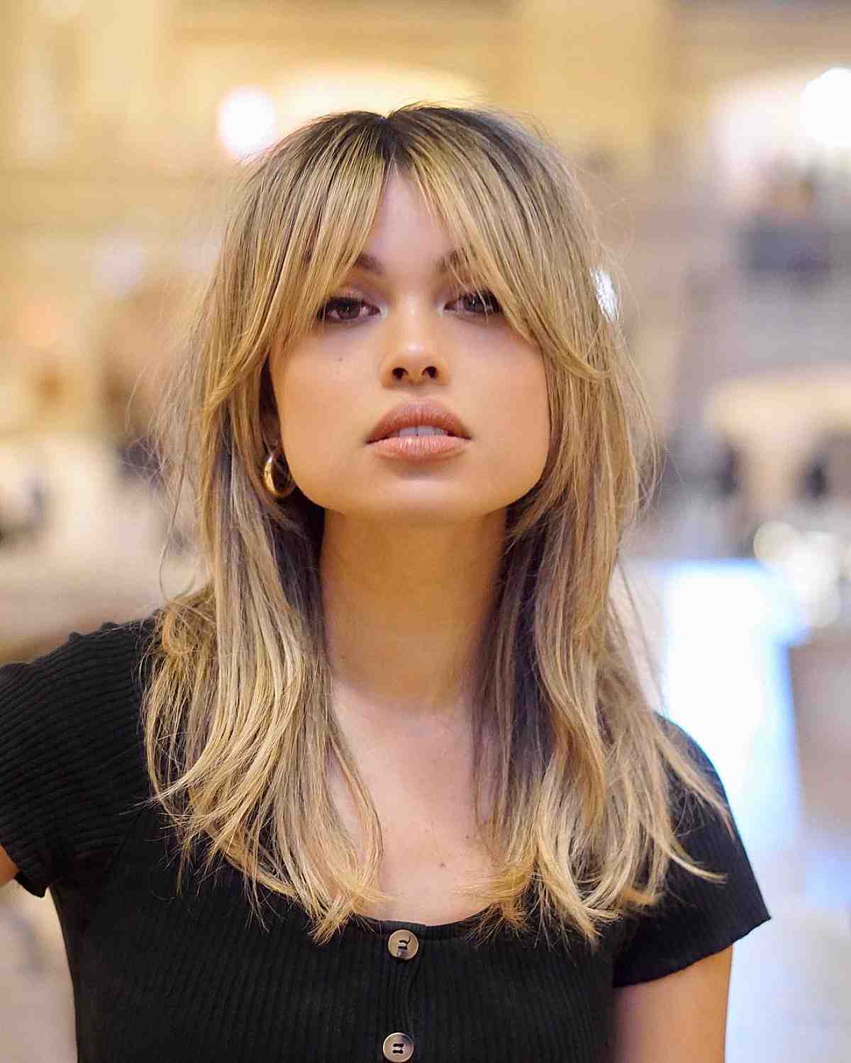 Simple Blonde Curtain Fringe for Square Faces