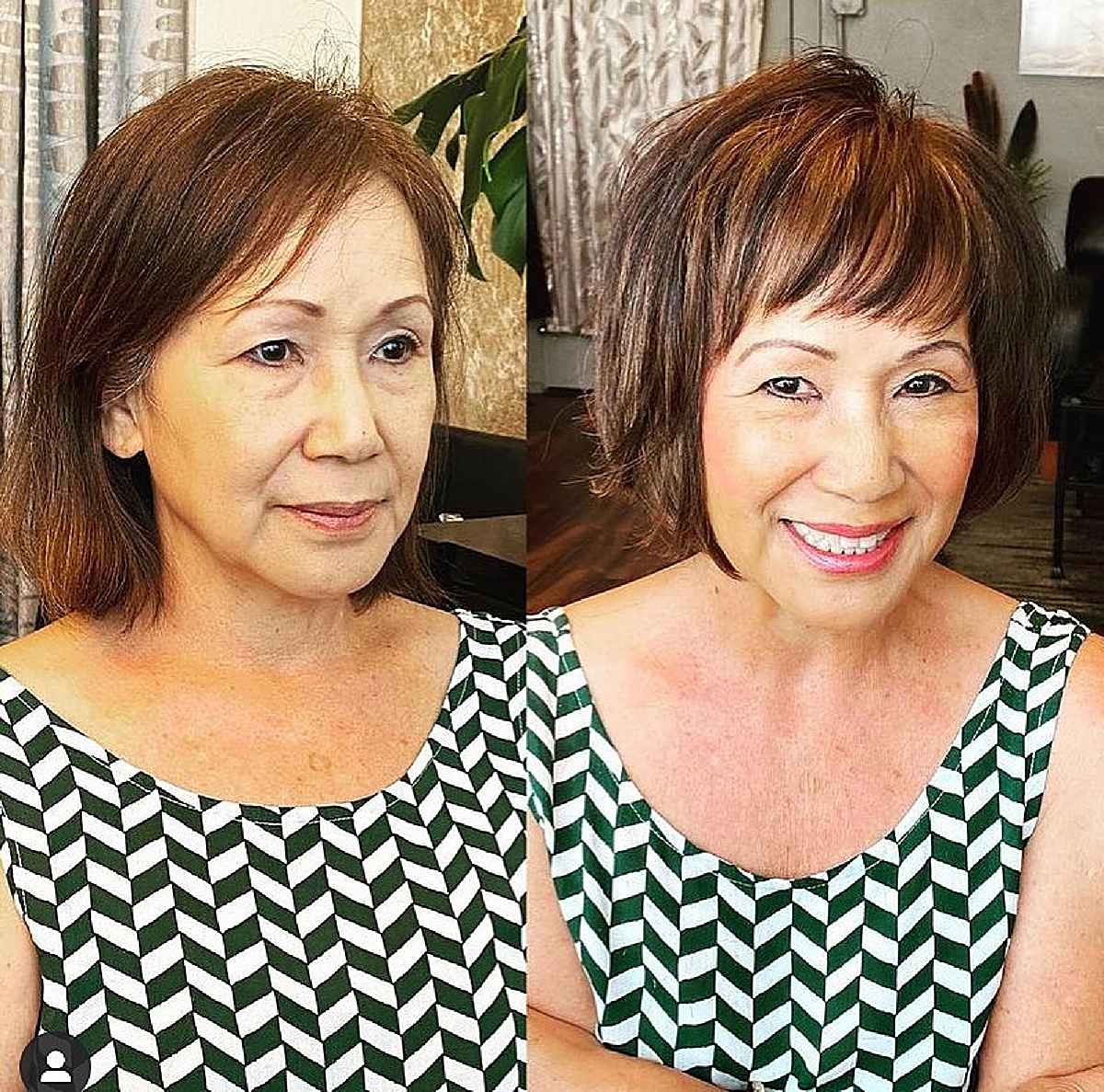 Simple Bob with Bangs for Older Women