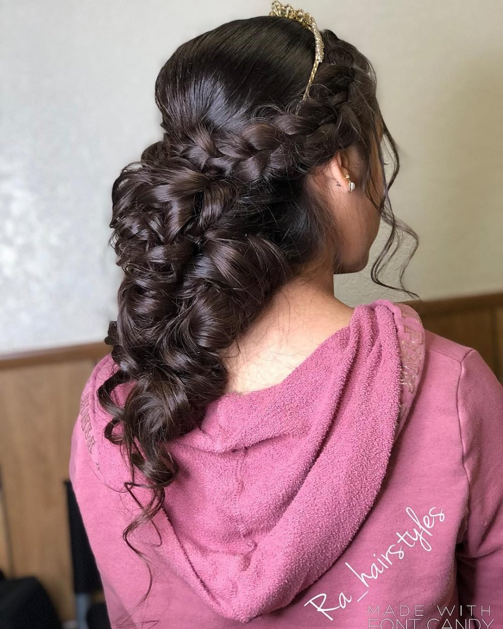 Simple Ponytail with Curls and Braid for Quinceanera and Prom