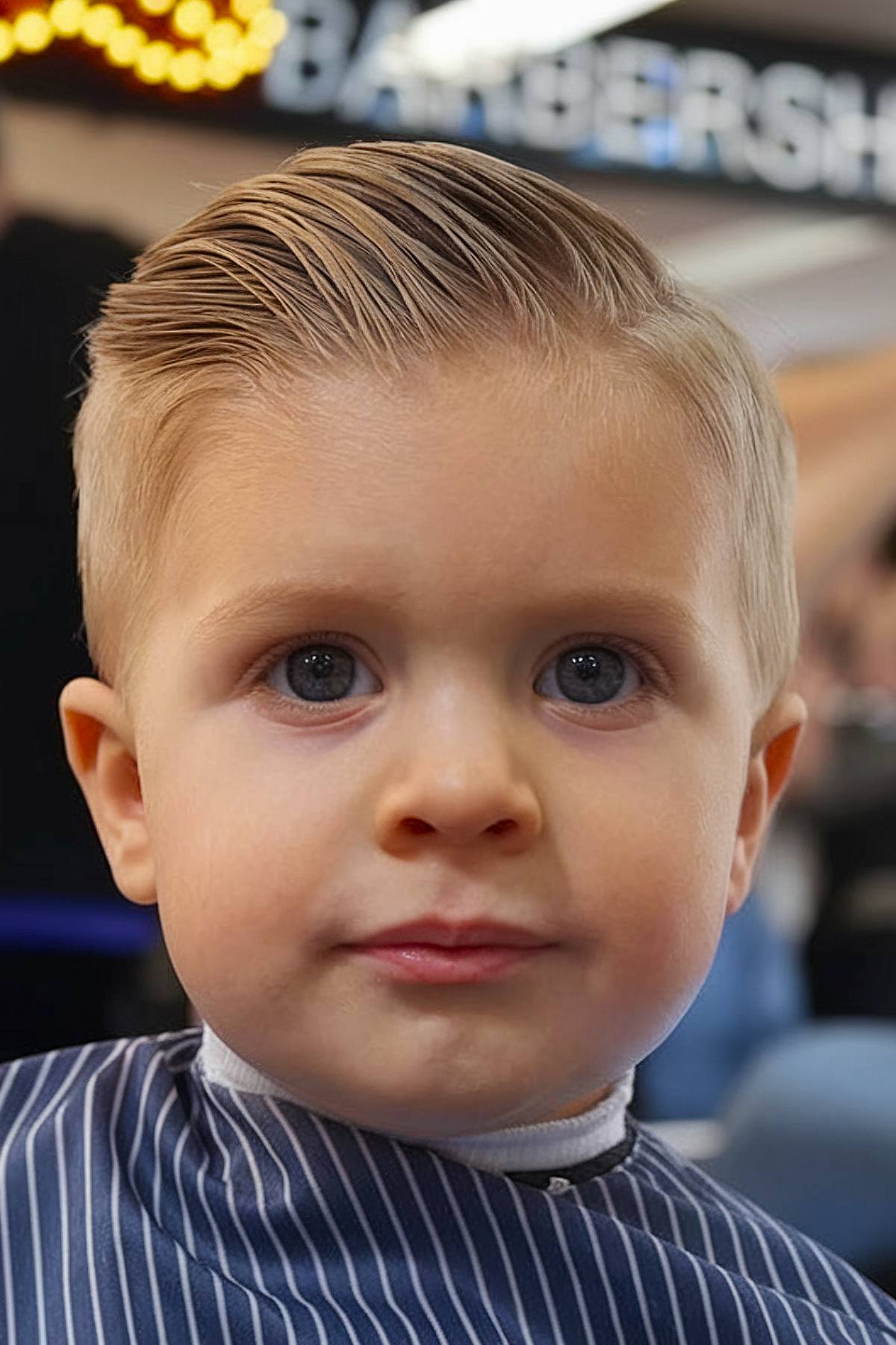 Easy toddler boy trim with side part and tapered sides