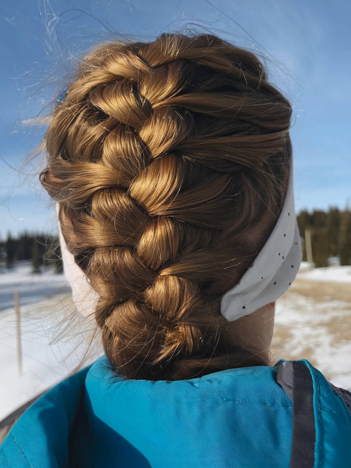 Skiing hairstyle for blonde hair