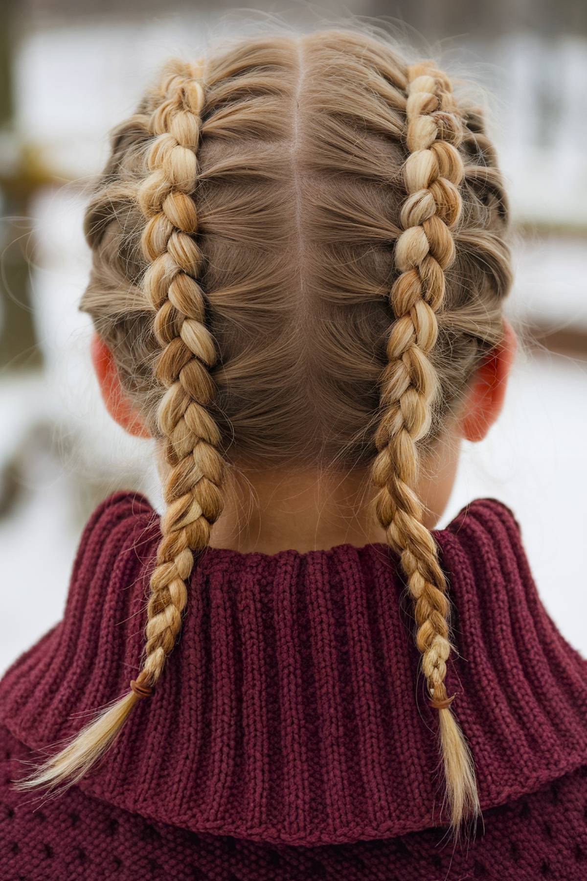 Skiing hairstyle with braids