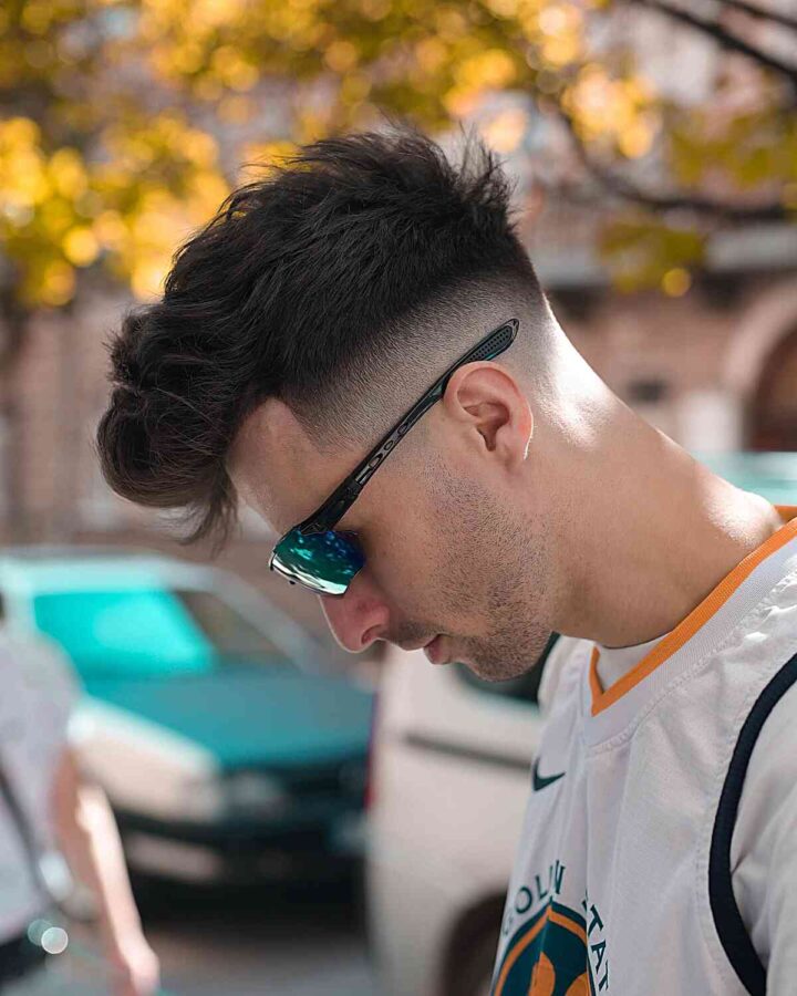 Skin Fade With A Messy Quiff Top For Guys 720x900 