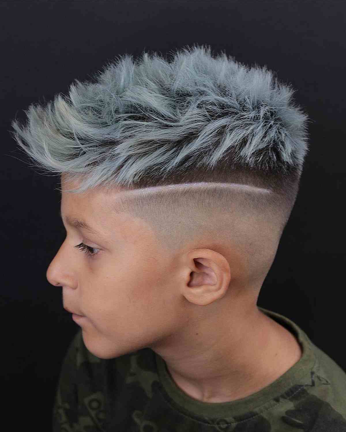 Skin Fade with Frosted Tips and Designs for Little Boys