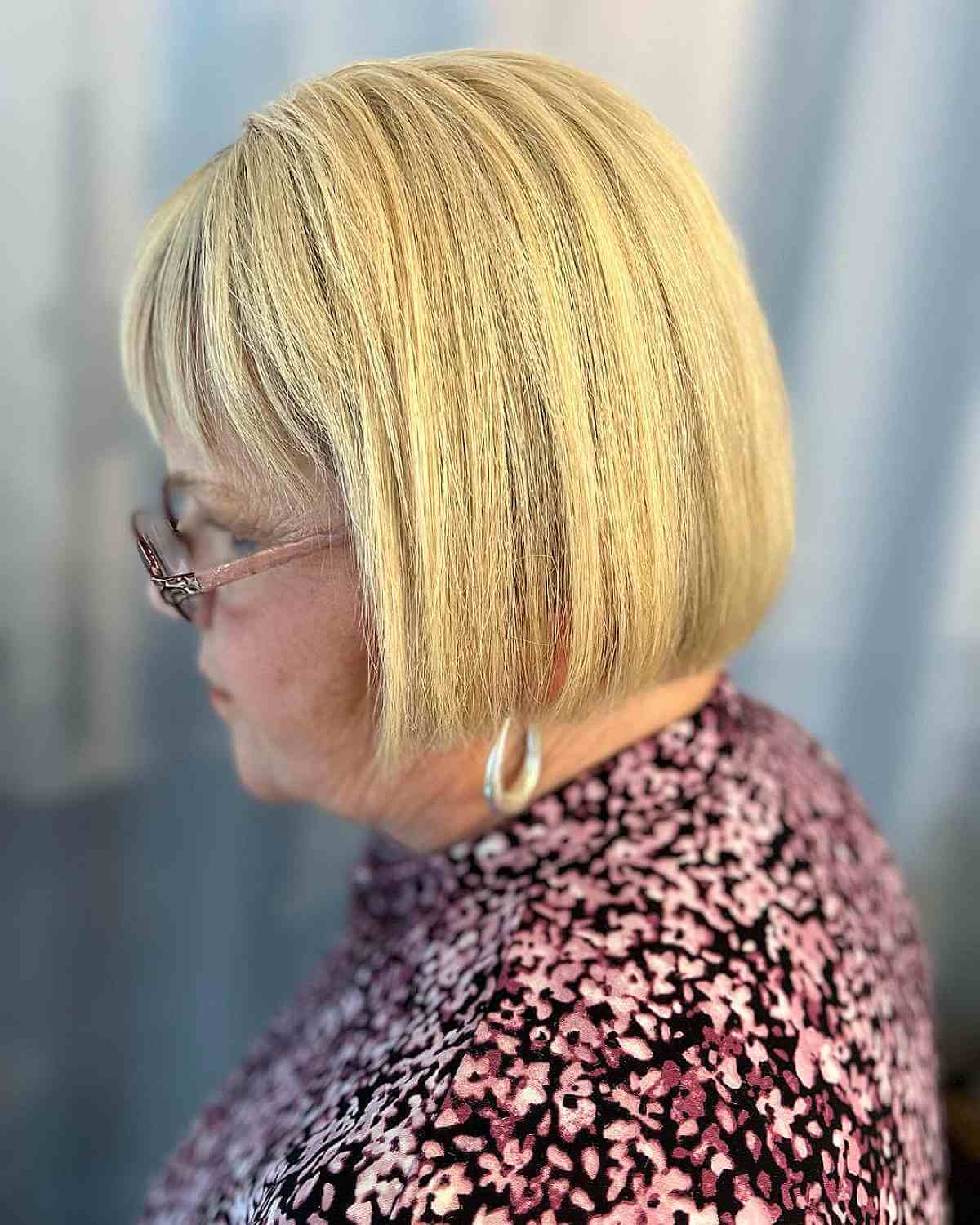 Sleek Bob with Fringe for 60-Year-Old Women