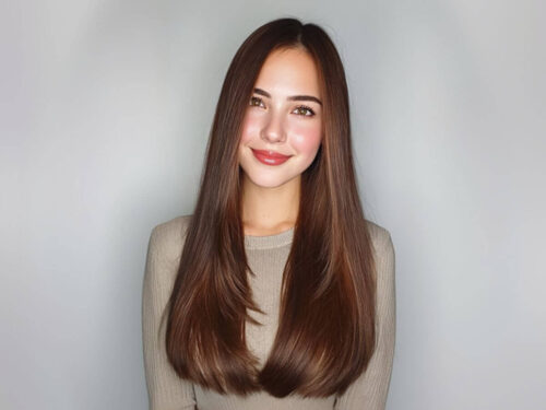 Sleek brown long hairstyles for straight hair