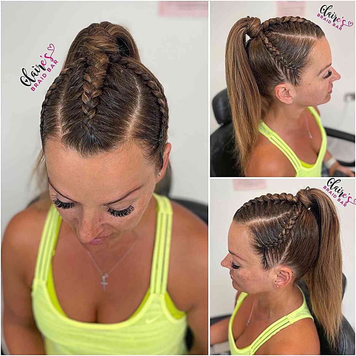 Sleek High Pony with Dutch Braids for Volleyball Athletes