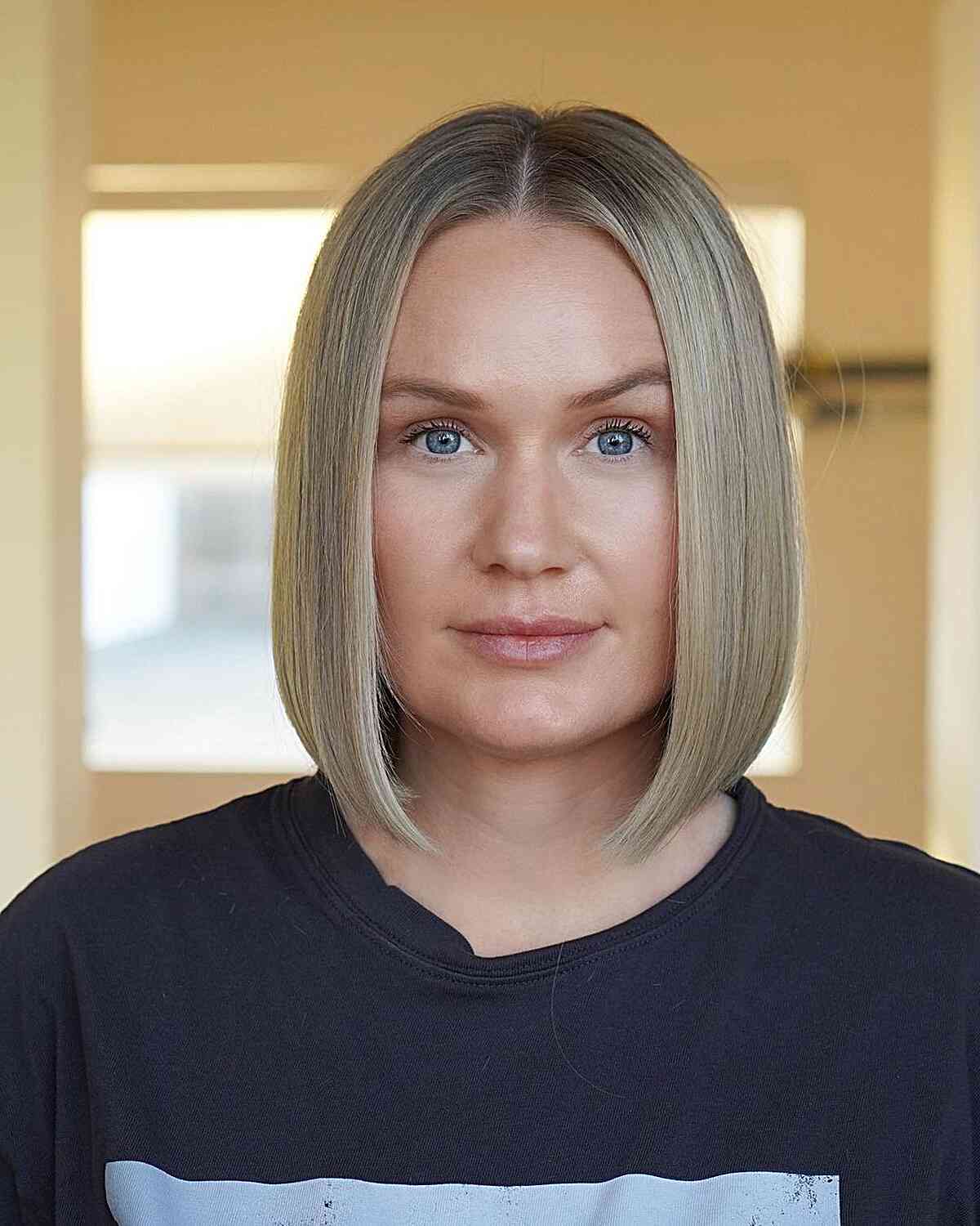 Sleek Middle Parted Lob for Fine Hair Types