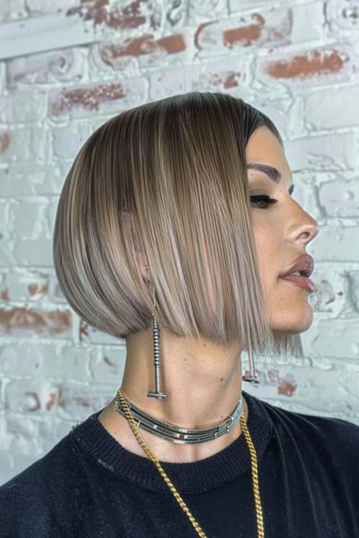 Sleek Ombre Blunt Bob Hairstyle with Precision Undercut