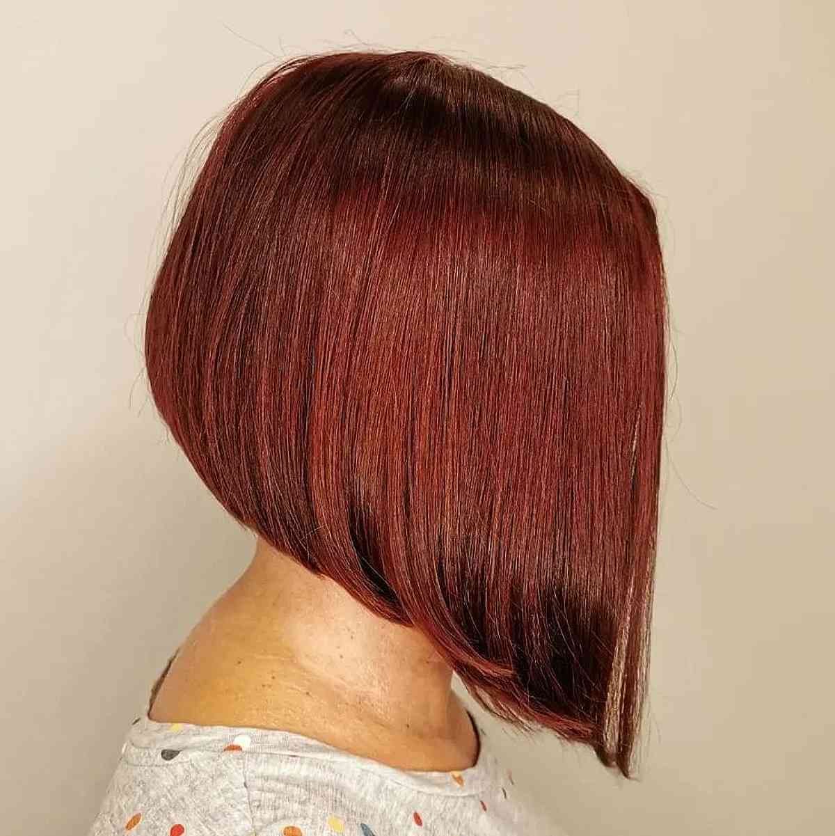 Sleek Red-Brown Stacked Inverted Bob Style