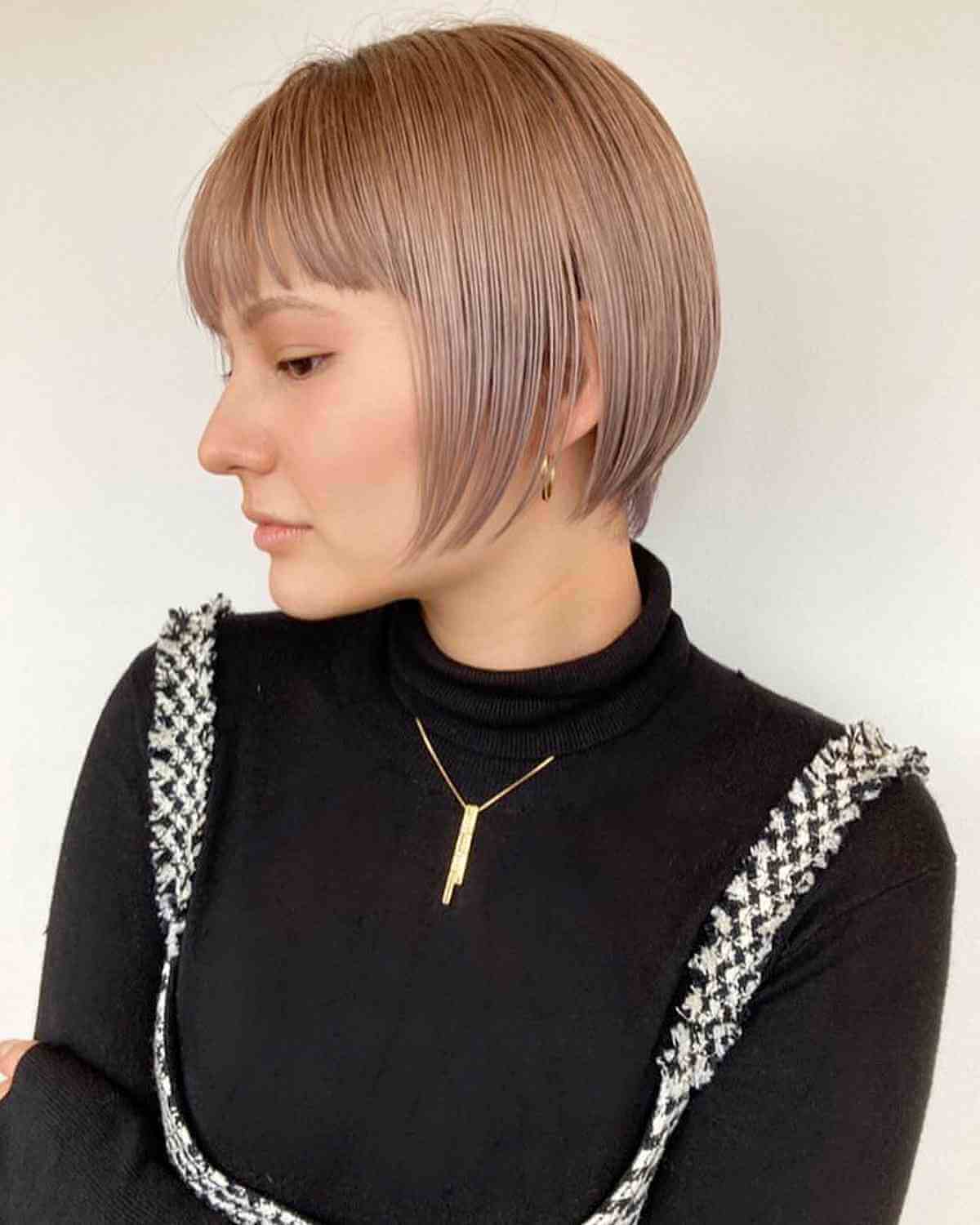 Sleek Stacked Bob with Wispy Bangs with Finer Hair