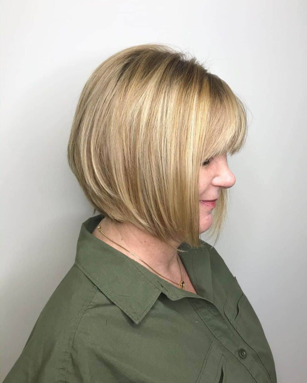 Stacked Inverted Bob with Bangs