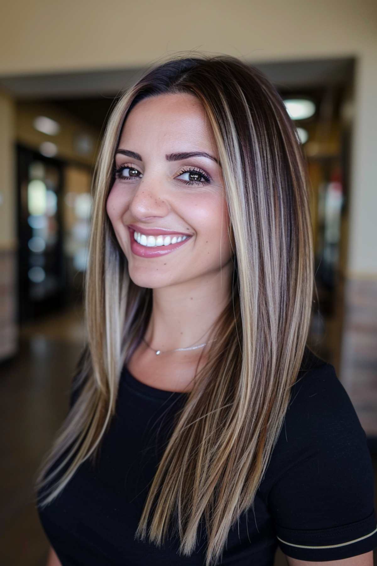 Sleek straight hairstyle for teachers