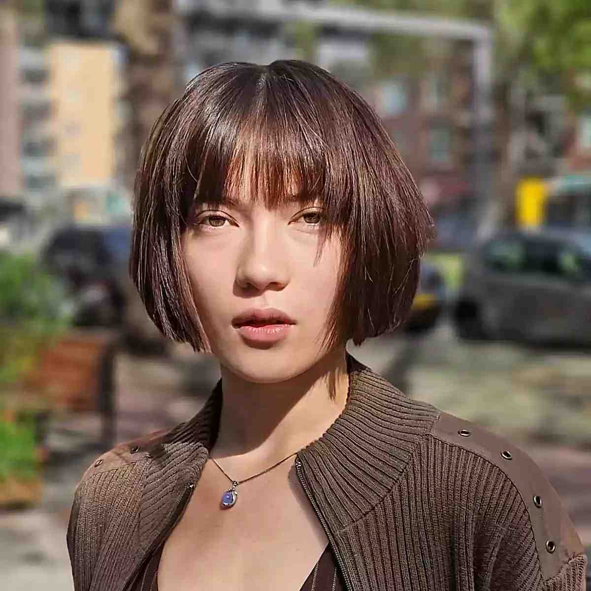Sliced Bob with Waterfall Bangs for short haired girls