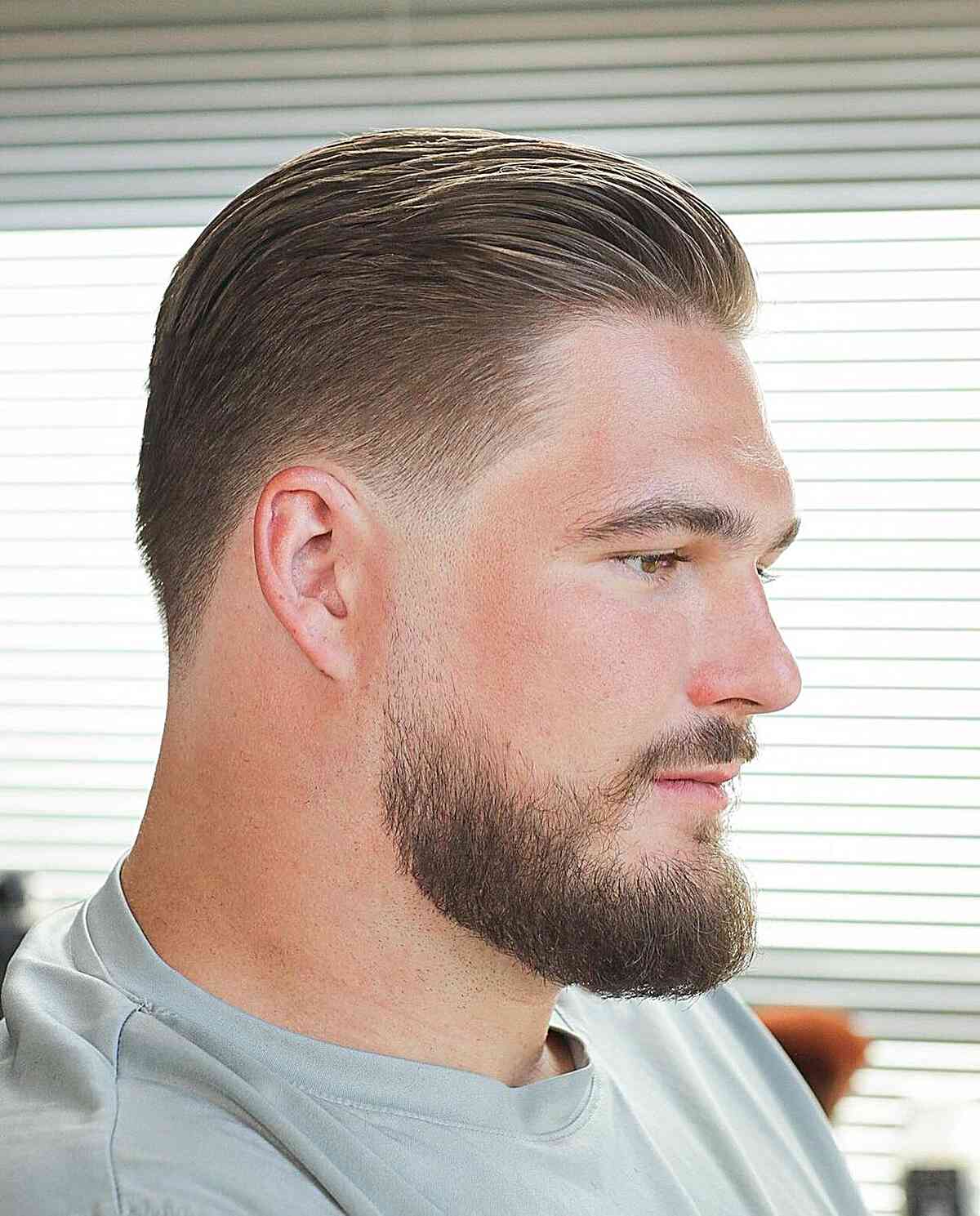 Slicked Back with a Beard for Guys with short hair