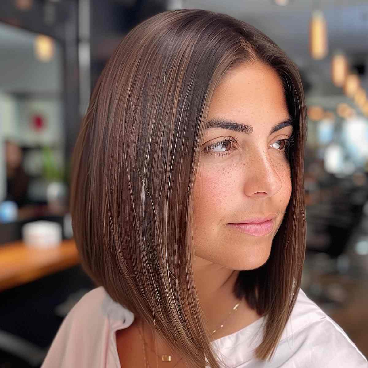 Slimming Angled Long Bob for Round Face Shapes