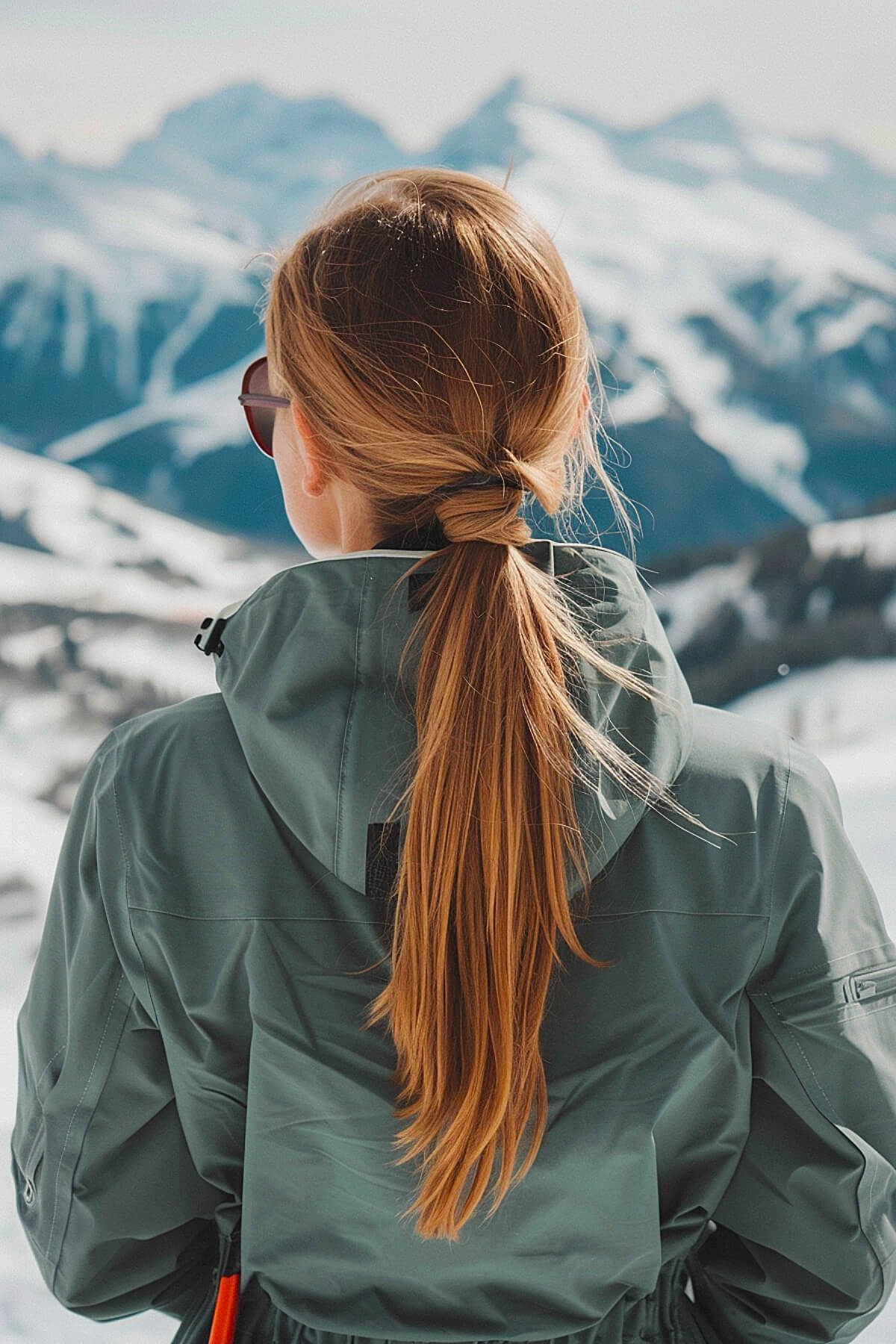 Low ponytail with a knotted detail, perfect for skiing and fitting comfortably under helmets