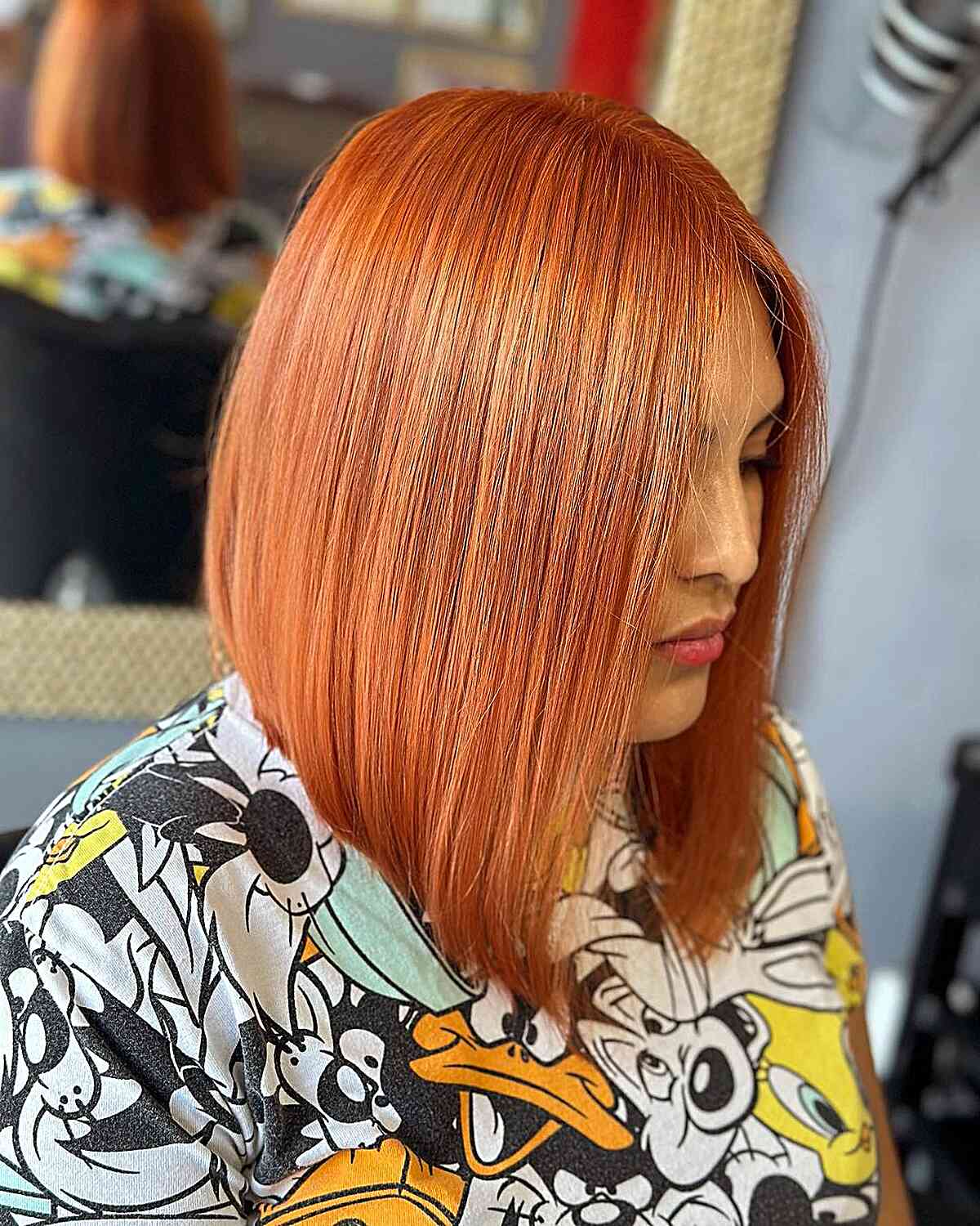 Smooth Long Angled Copper Bob