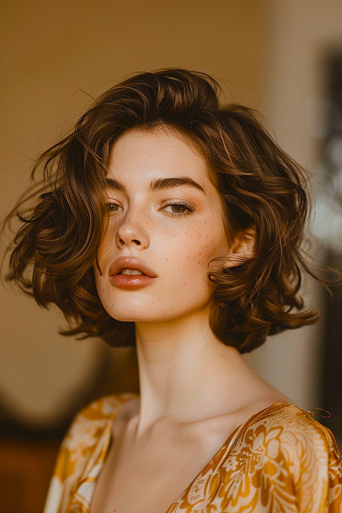 Jaw-length bob with soft waves and volume