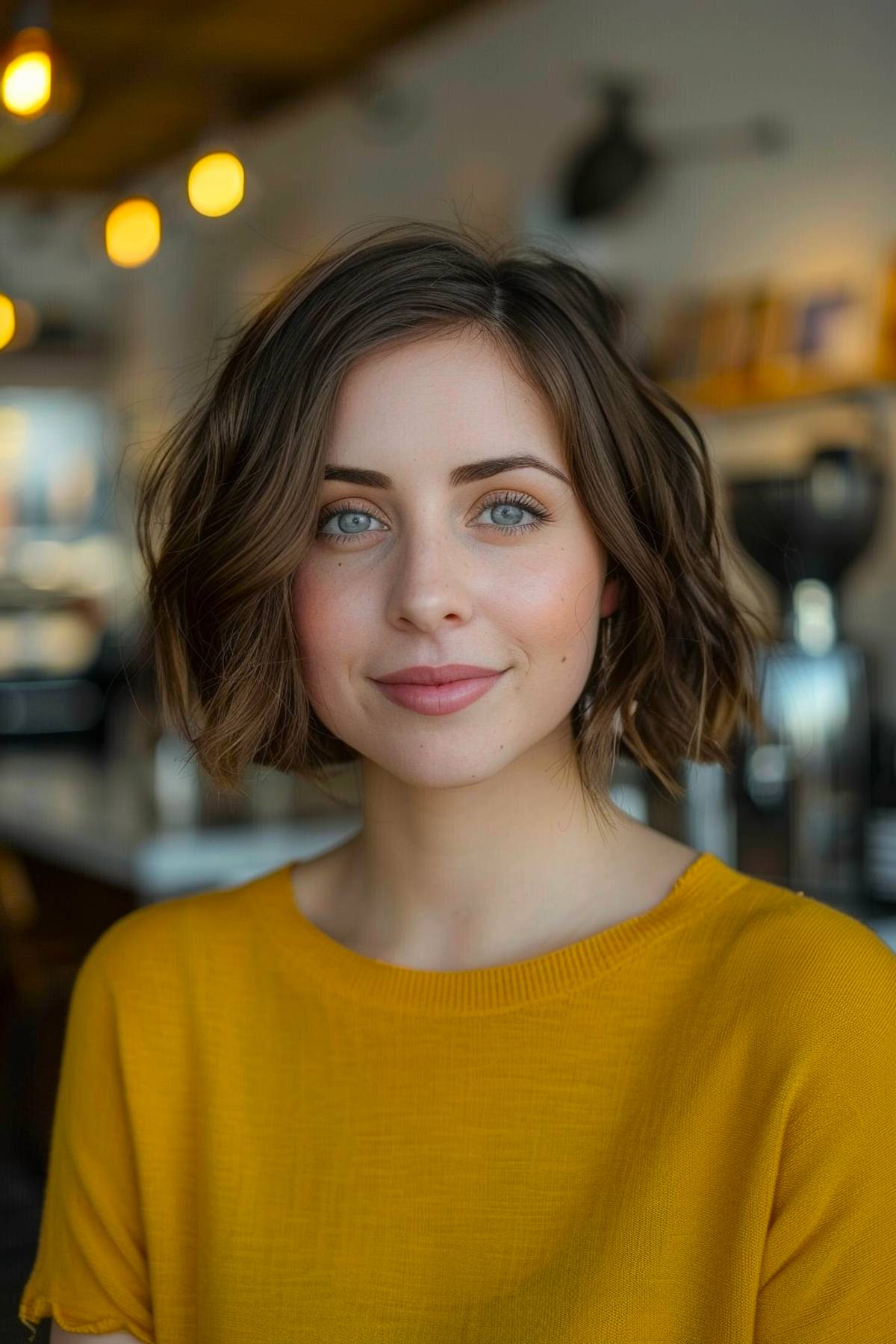 Snipwave bob hairstyle, jaw-length cut with subtle waves