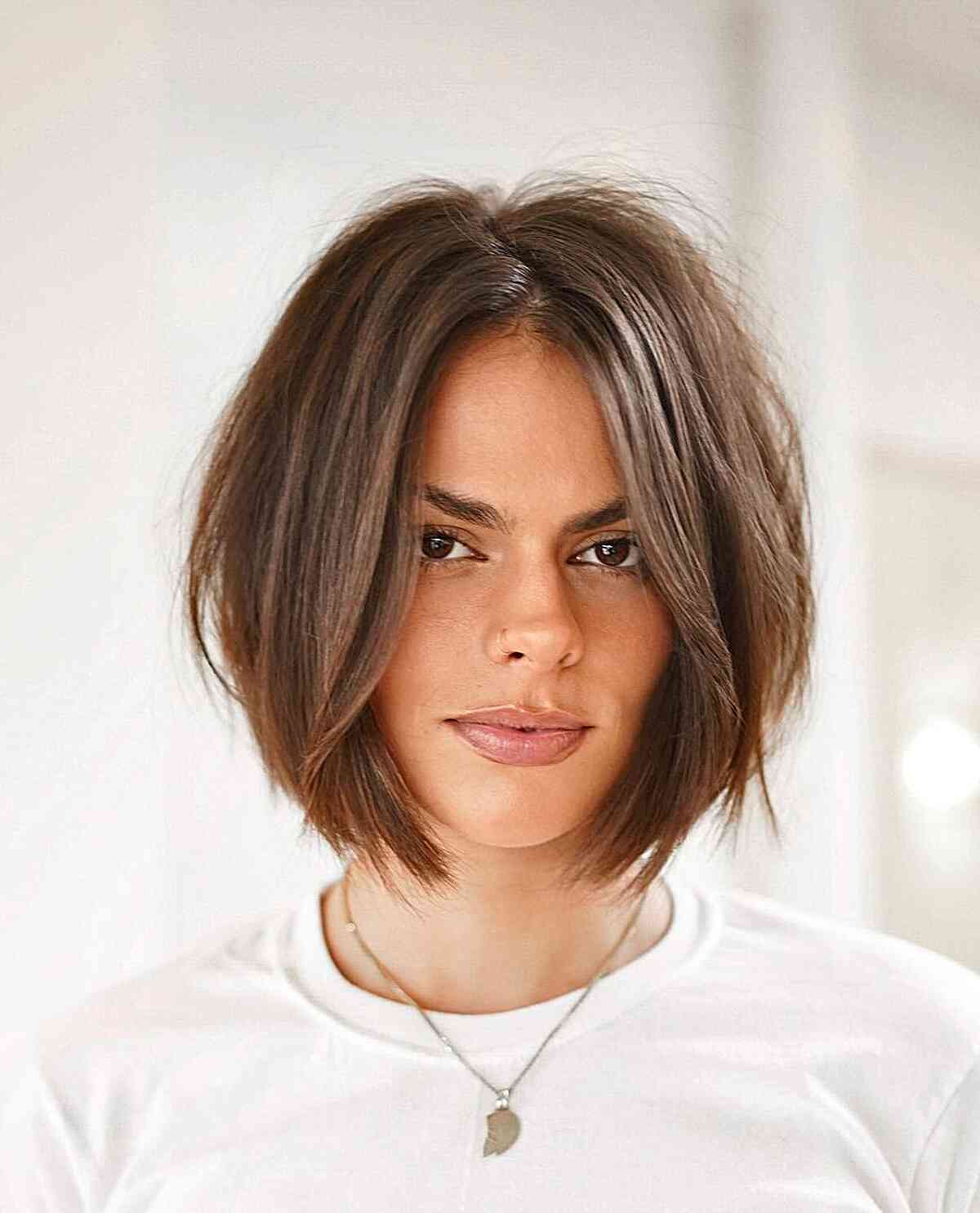 Soft Blunt Bob with Texture for girls with straight hair