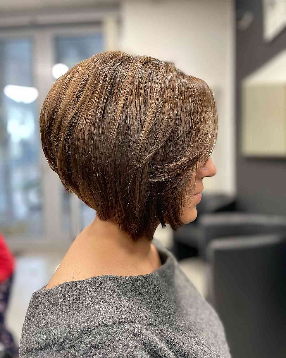 soft brown bob that's stacked