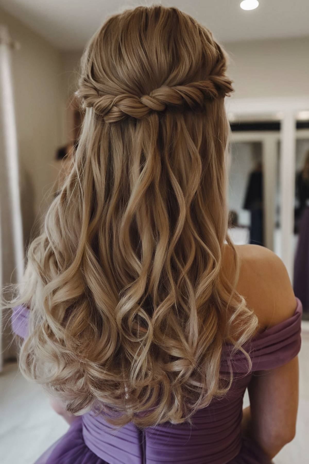 Soft curls bridesmaid hairstyle