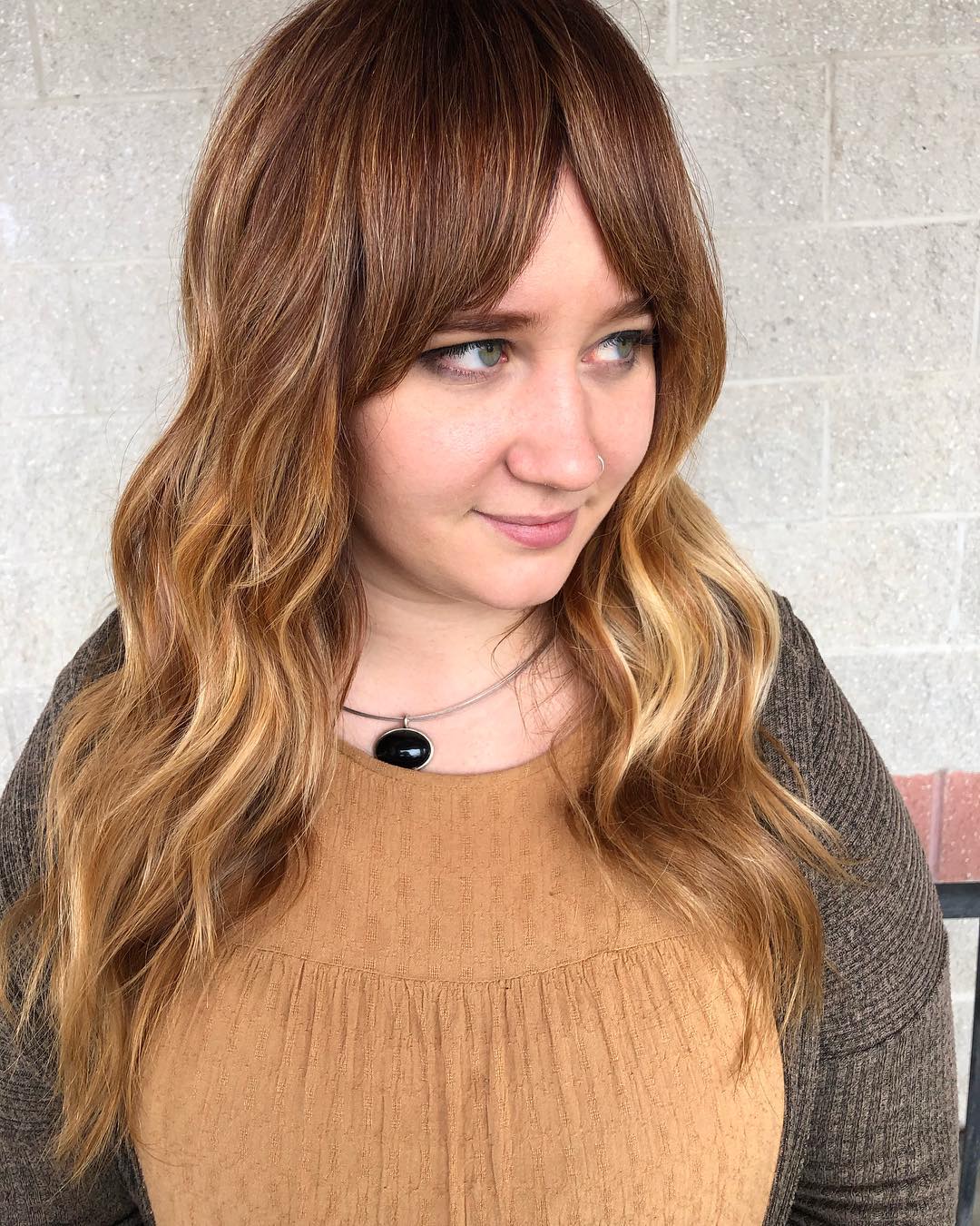 Soft Curtain Bangs for Wavy Hair and Round Faces