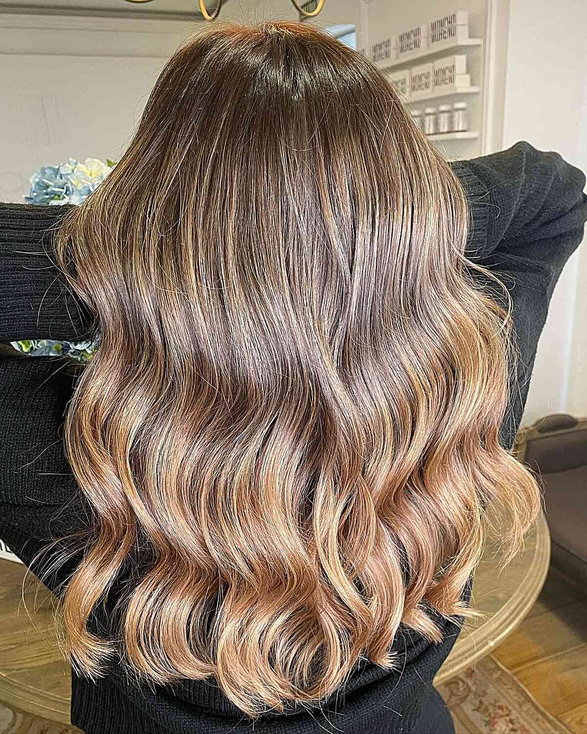Soft Dark Blonde Balayage on Mid Back-Length Light Brown Hair