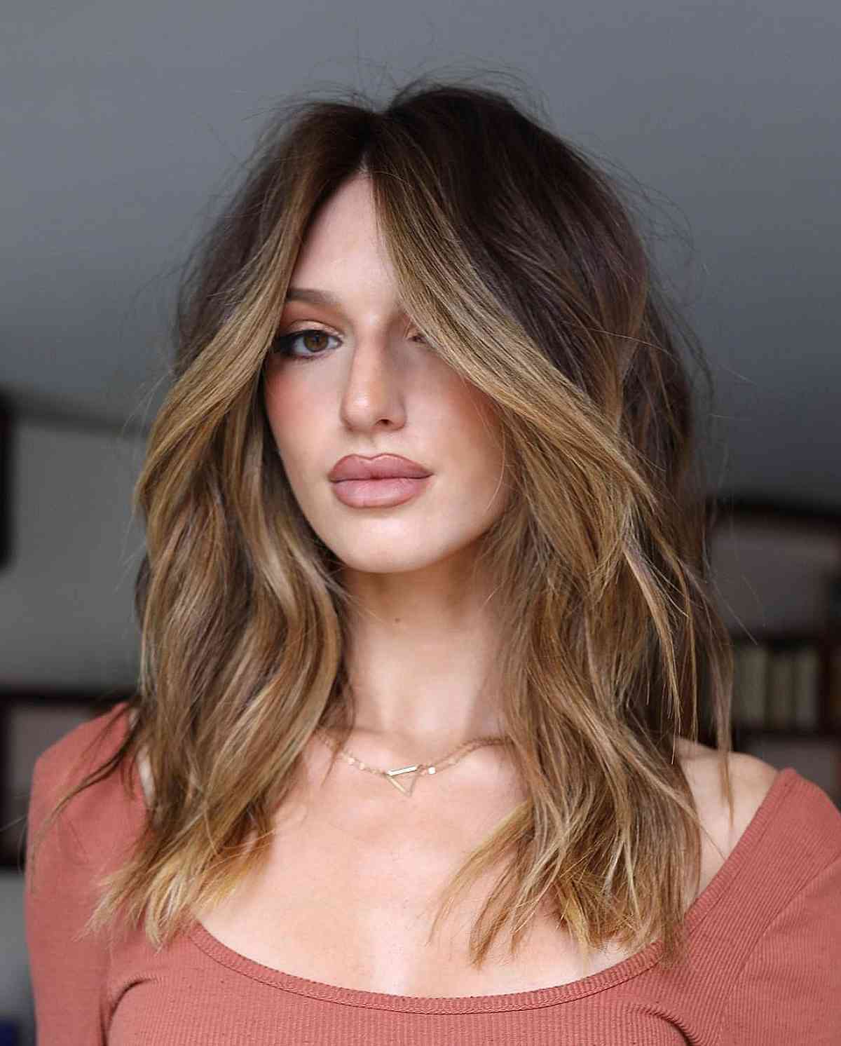 Soft dimensional balayage casual hairstyle