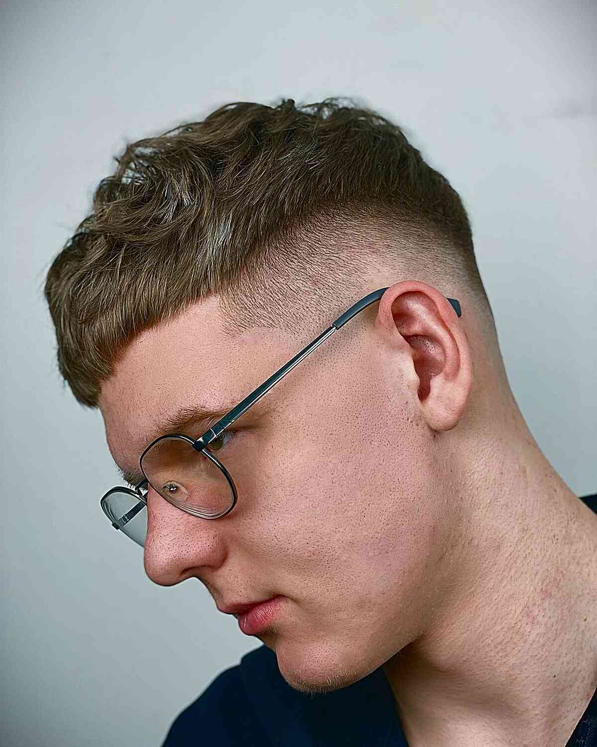 Soft Edgar Style with High Fade for Brown-Haired Men