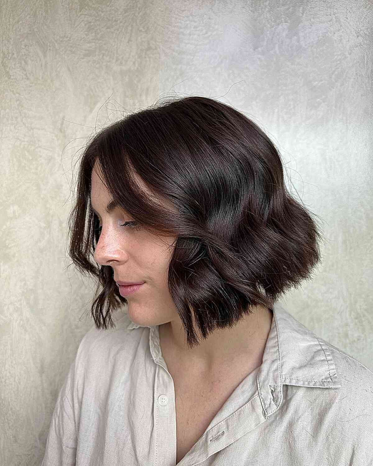Soft French Wavy Bob with Textured Ends for short hair
