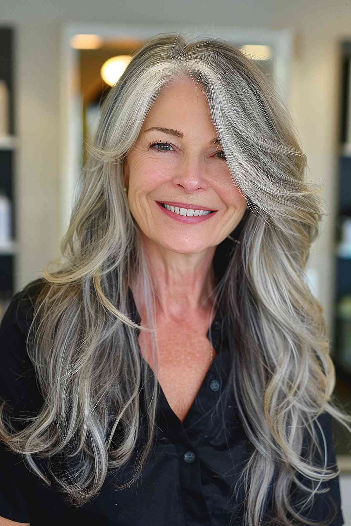 Soft Layers for Greying Hair for women past 60