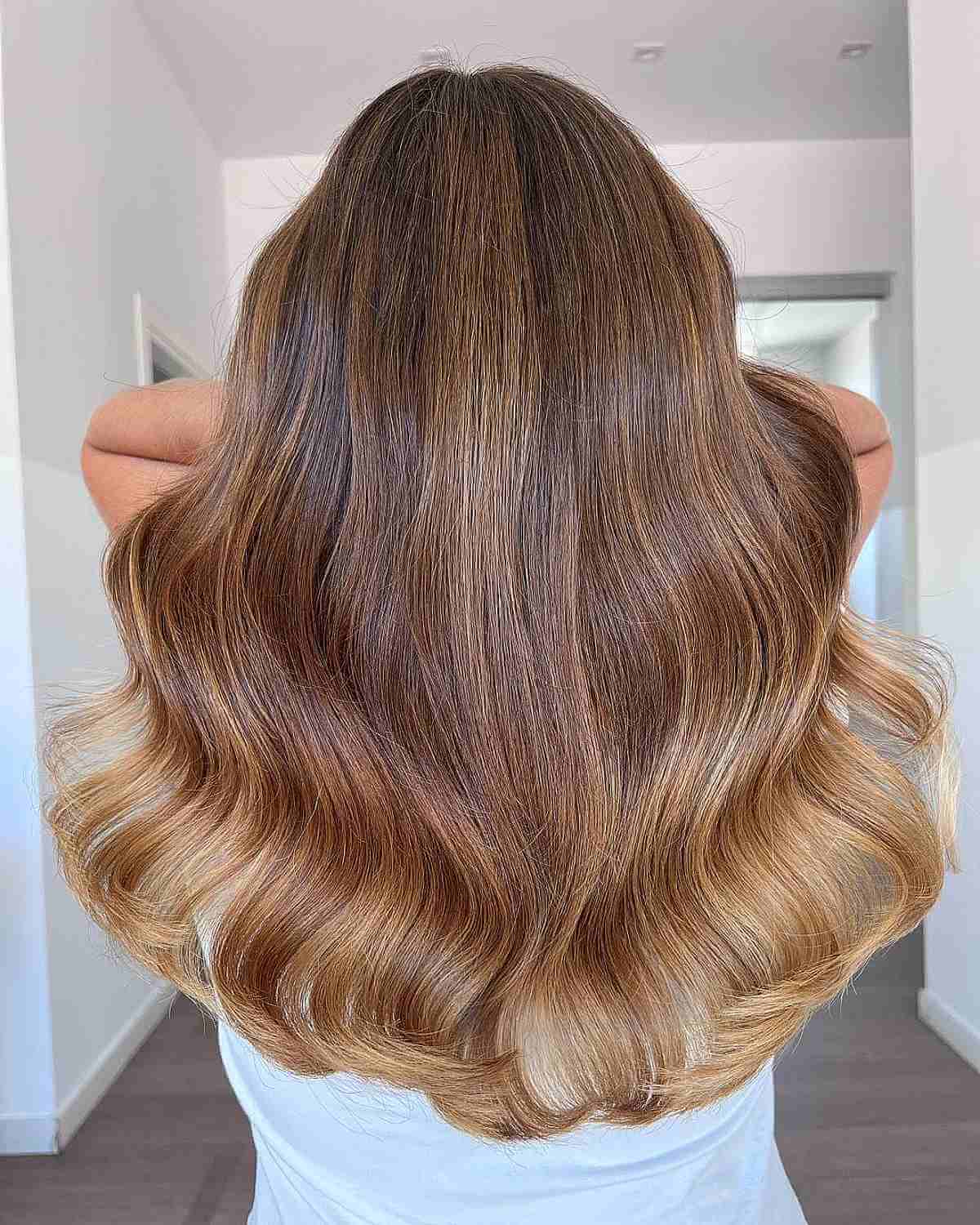 Soft Light Brown Balayage with Brighter Ends