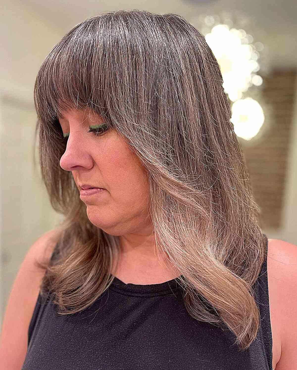 Soft Medium Cut with Full Bangs for Plus Size Women Aged 50