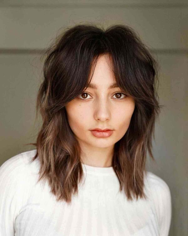 38 Coolest Shoulder-Length Hair with Curtain Bangs You've Gotta See