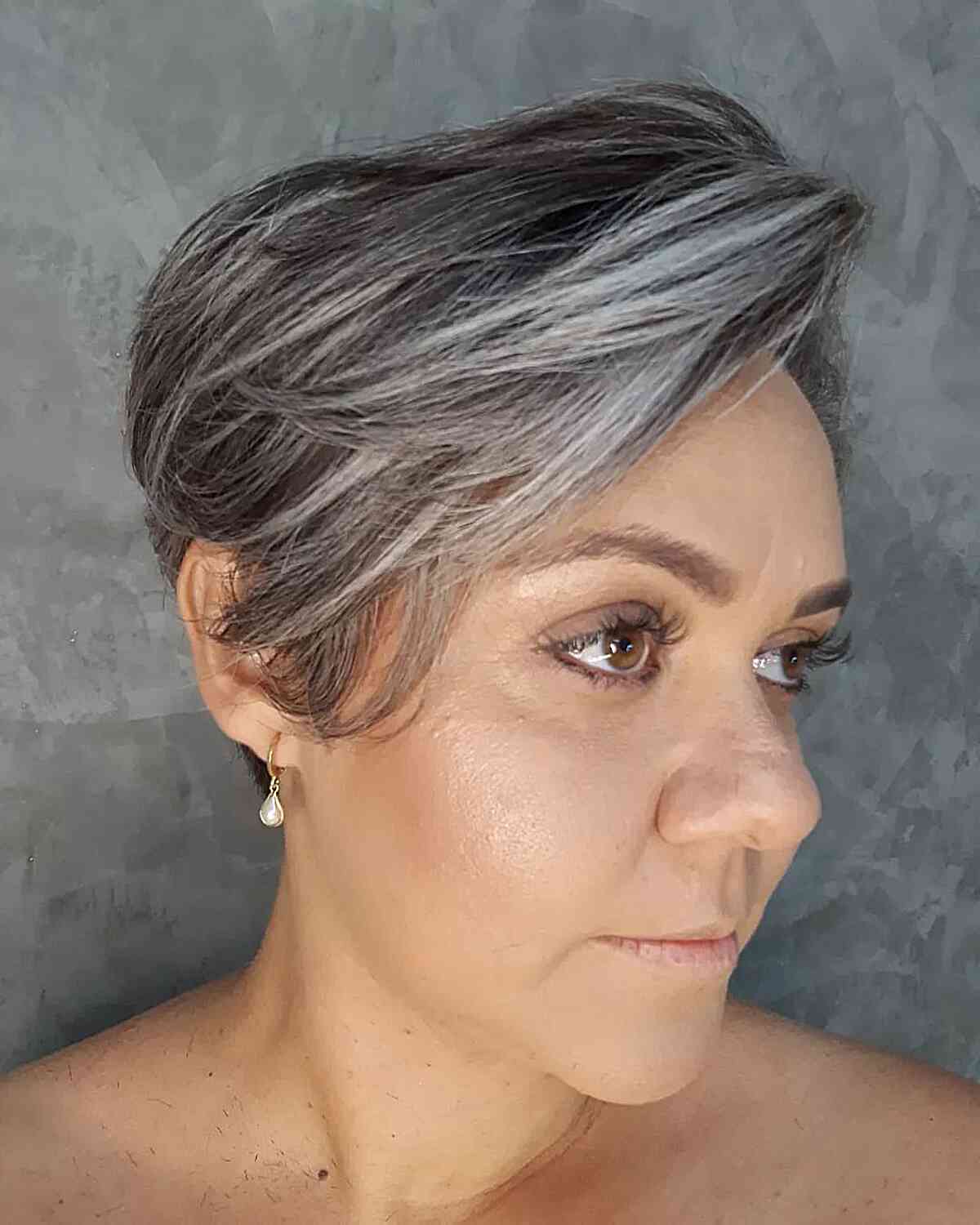 Soft Pixie with Natural Color Highlights for ladies with aging hair
