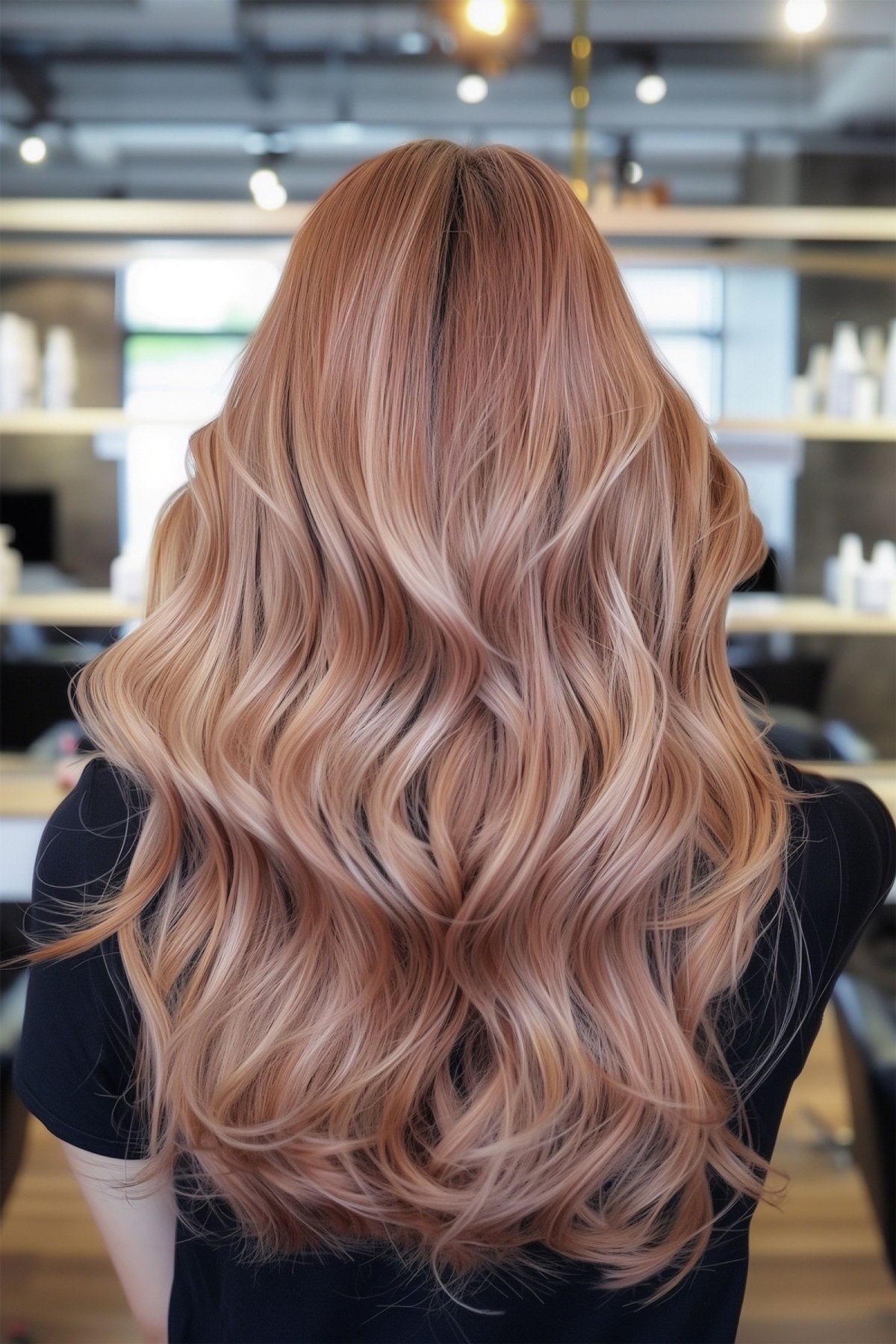 Picture of a soft rose gold brown brunette