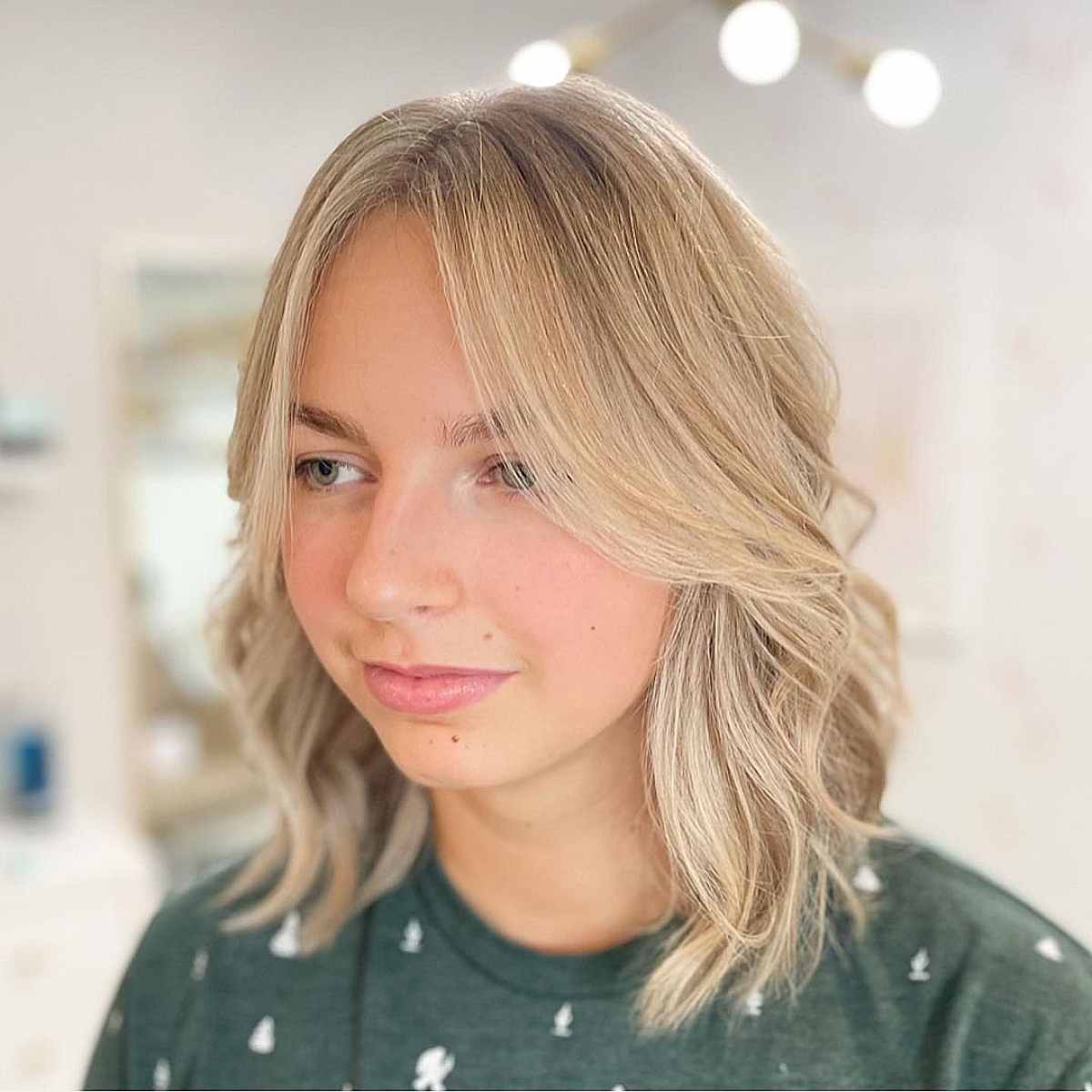 Soft Shaggy Long Bob with Face Framing Layers for Fine Hair