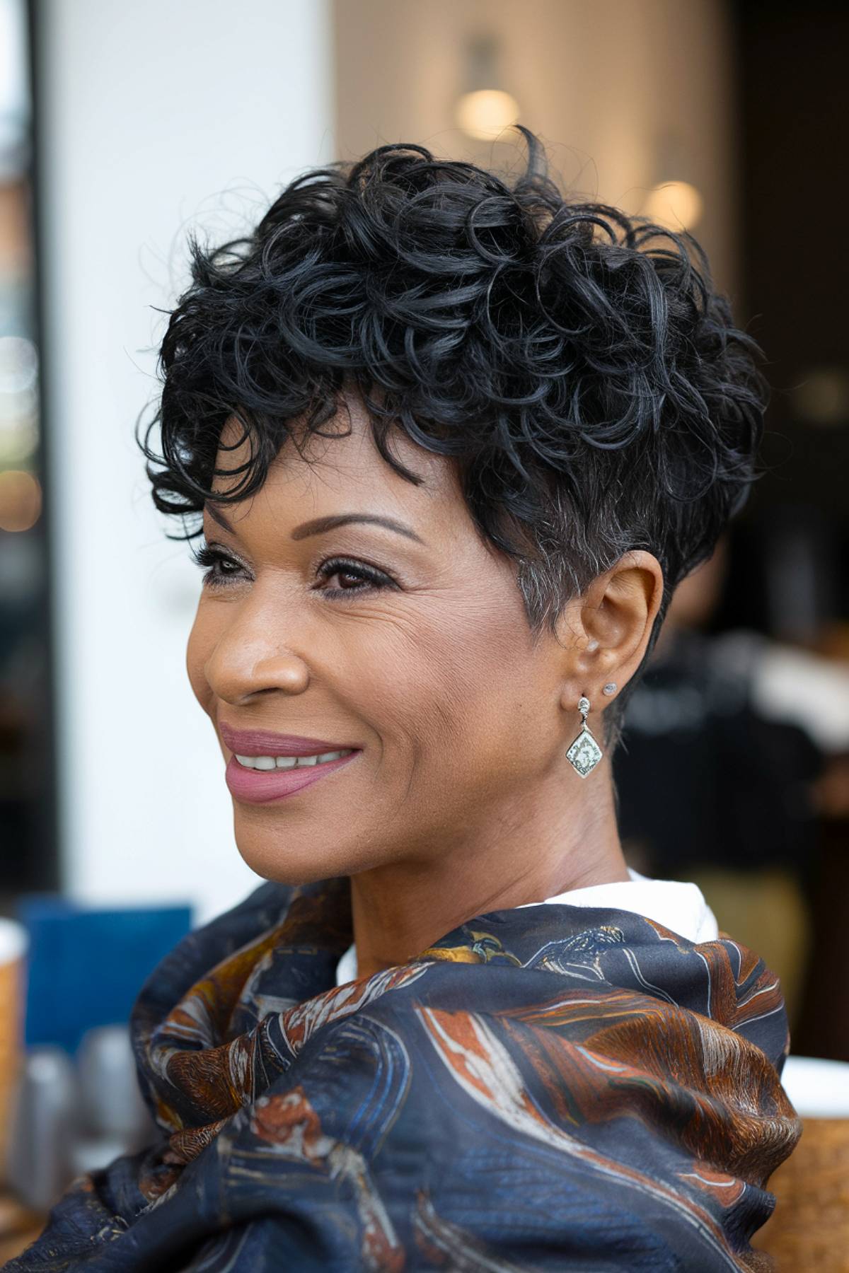 Short tapered curly hairstyle for Black women 60+