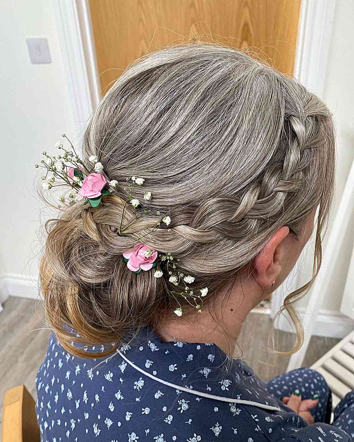 Soft Updo with Rose Flower
