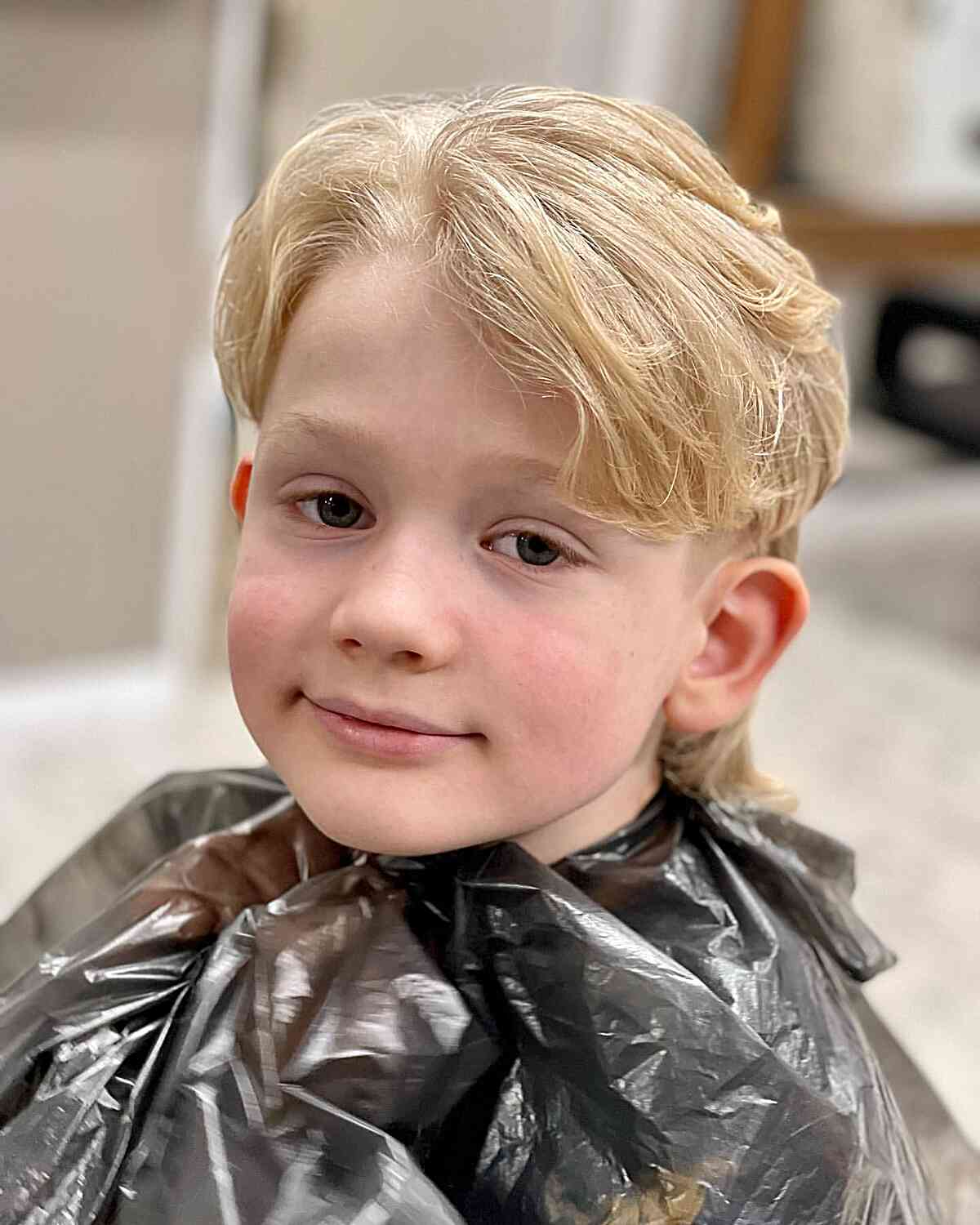Soft Wavy Blonde Long Mullet with Off Center for White Boys