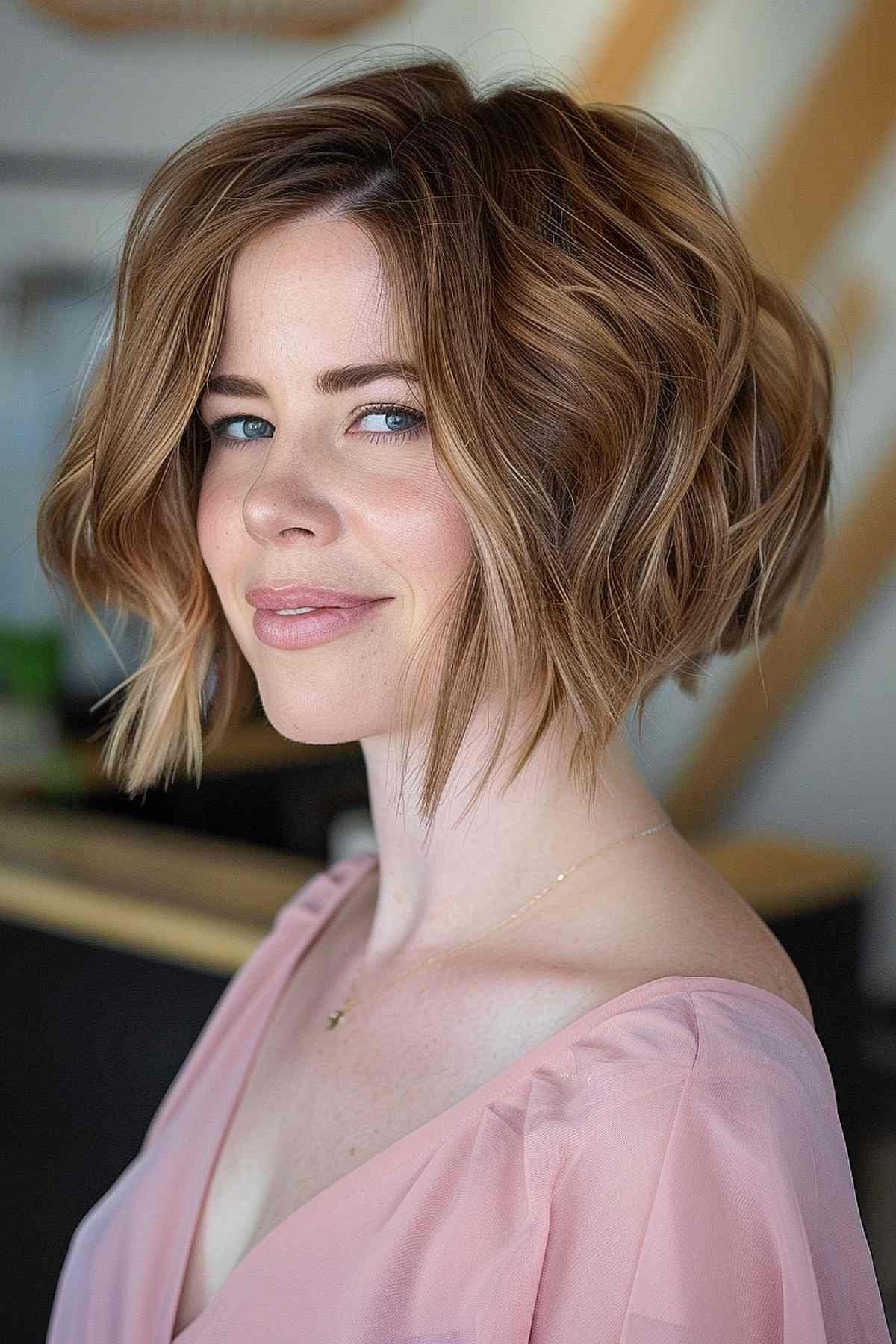 A layered, softly wavy bob for a relaxed, beachy look.