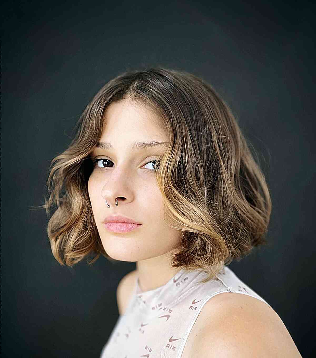 Soft Wavy Middle Part Bob for Chin-Length Hair