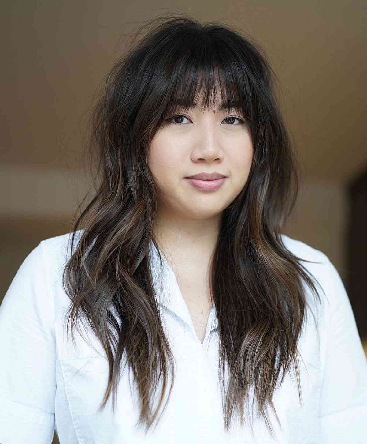 Soft Wispy Bangs with Long Seamless Layers