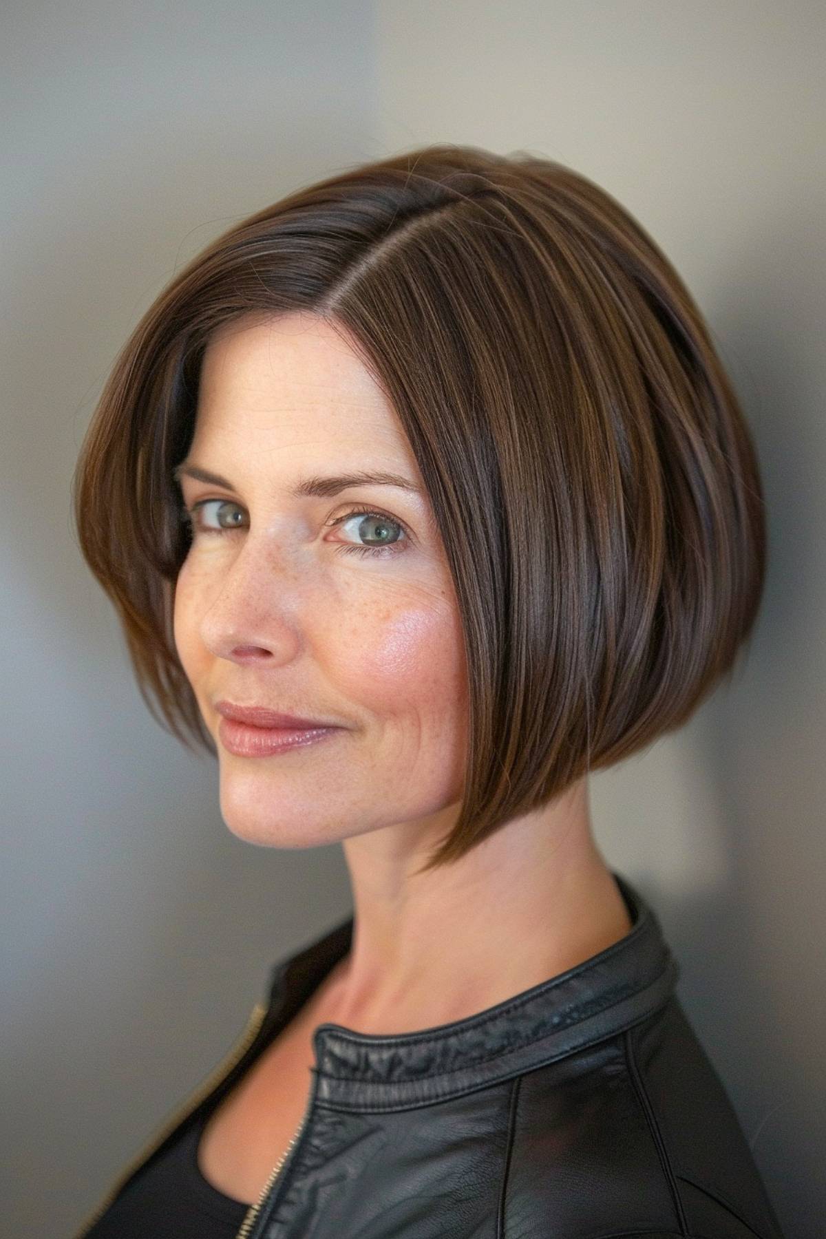 Jaw-length bob with curved ends