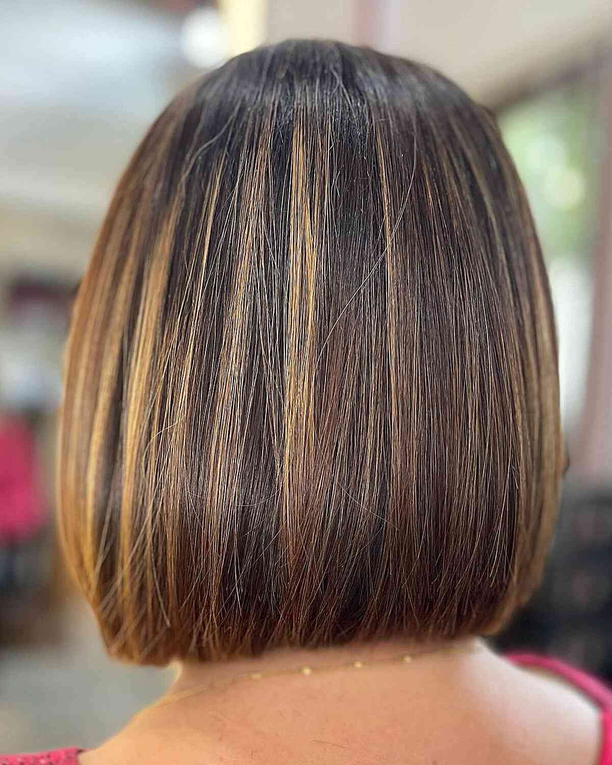 Softly Blunt Cut Short Hair with Highlights