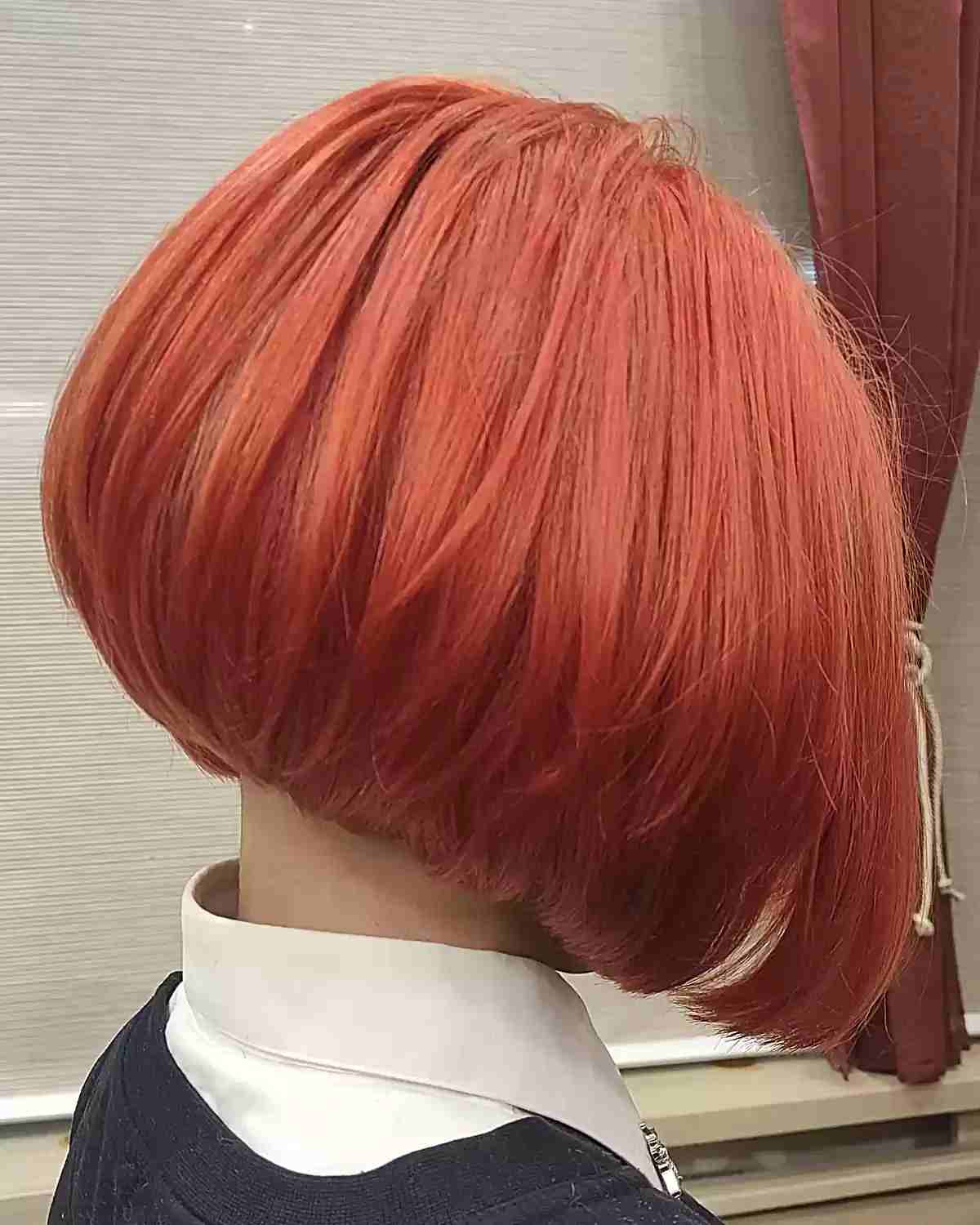 Solid Red-Copper Stacked Bob for Thick haired women at neck-length