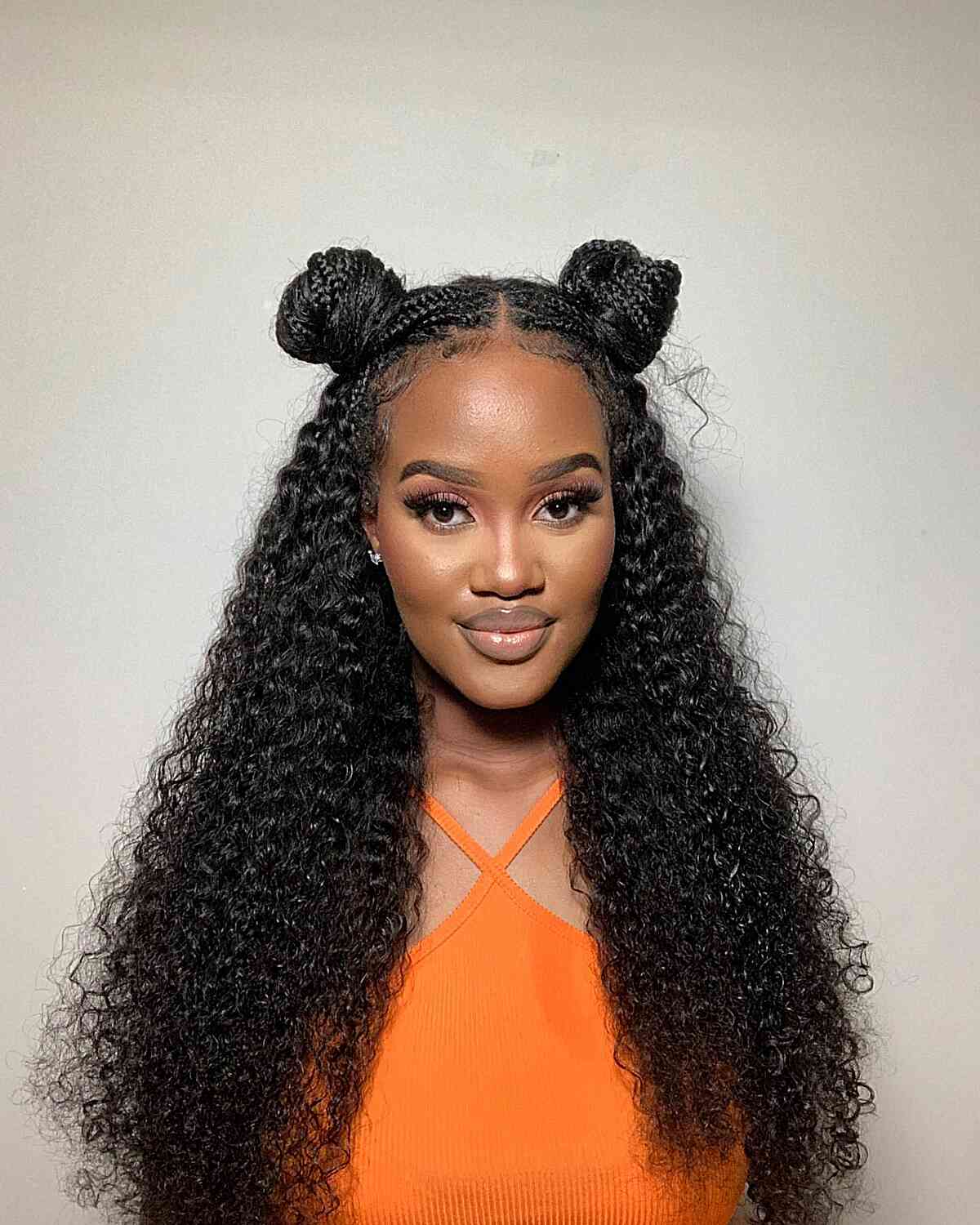 Space Buns with Knotless Box Braids