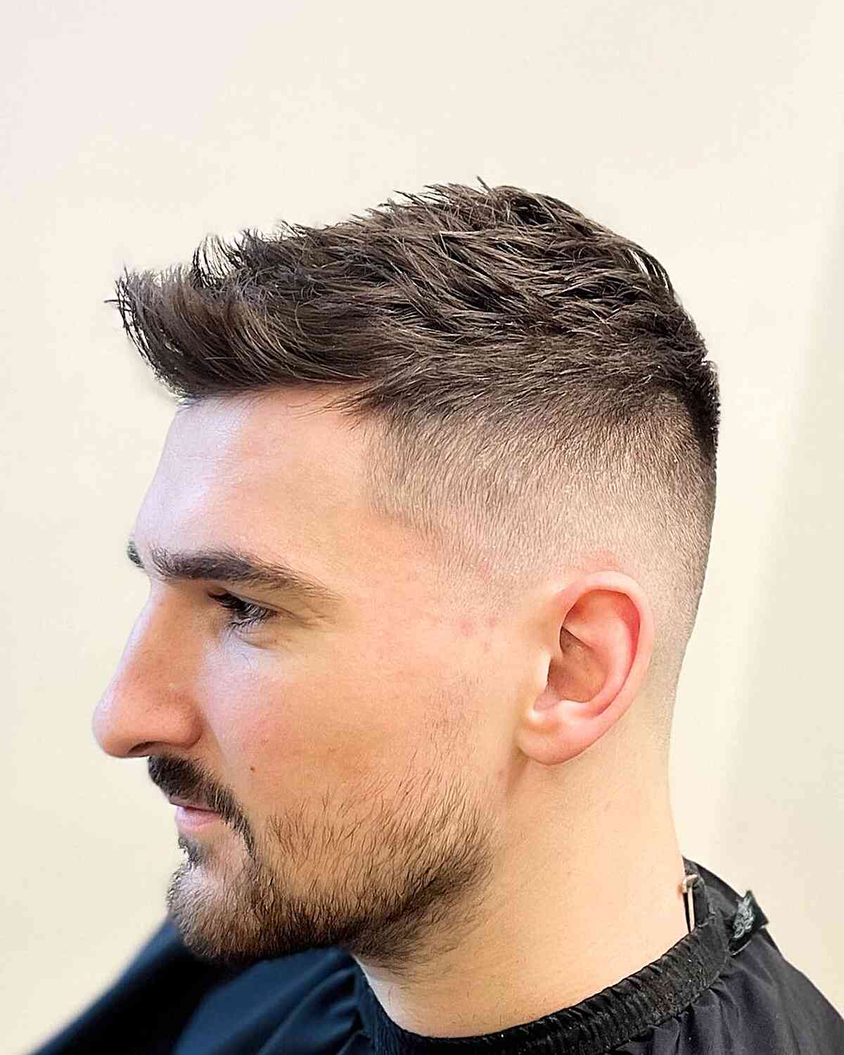 Spiked Crew Cut with Shaved Sides and Nape on Fine Hair